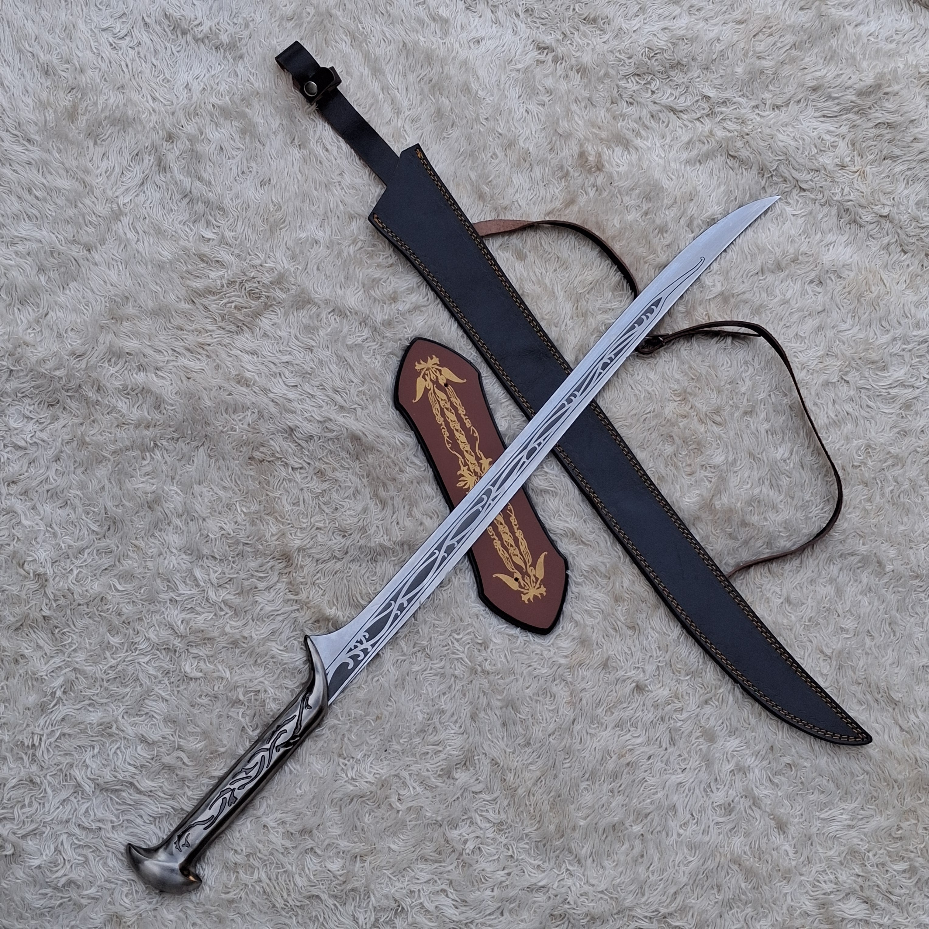 Thranduil Sword Replica – High Carbon Steel Fantasy Collectible with Display Plaque