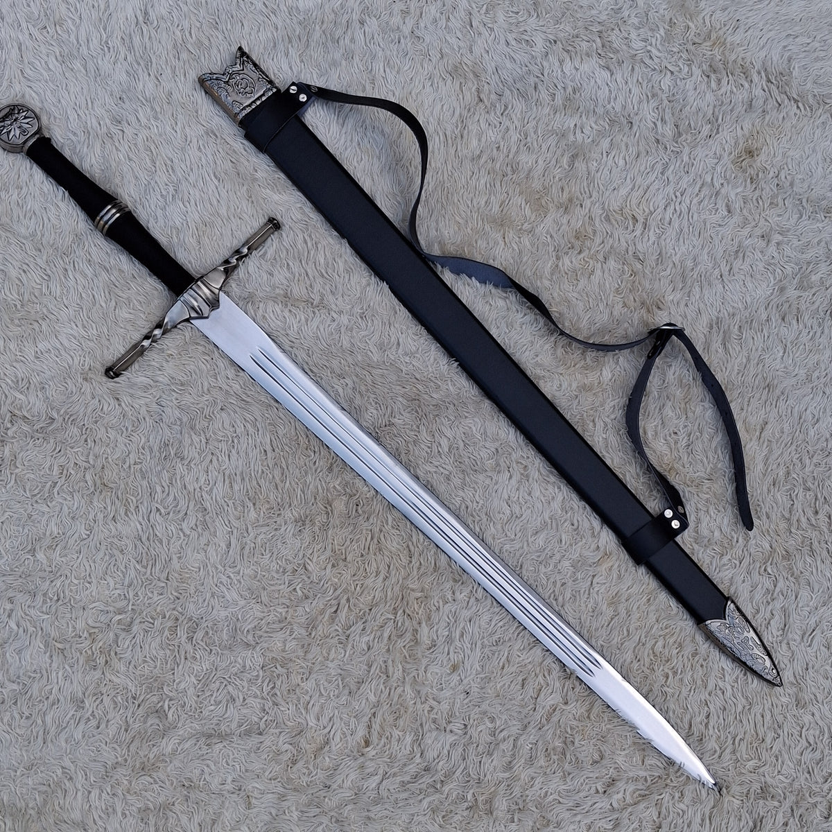 The Witcher 3 Wolf Sword Replica – Handmade Steel Fantasy Collectible Display Sword