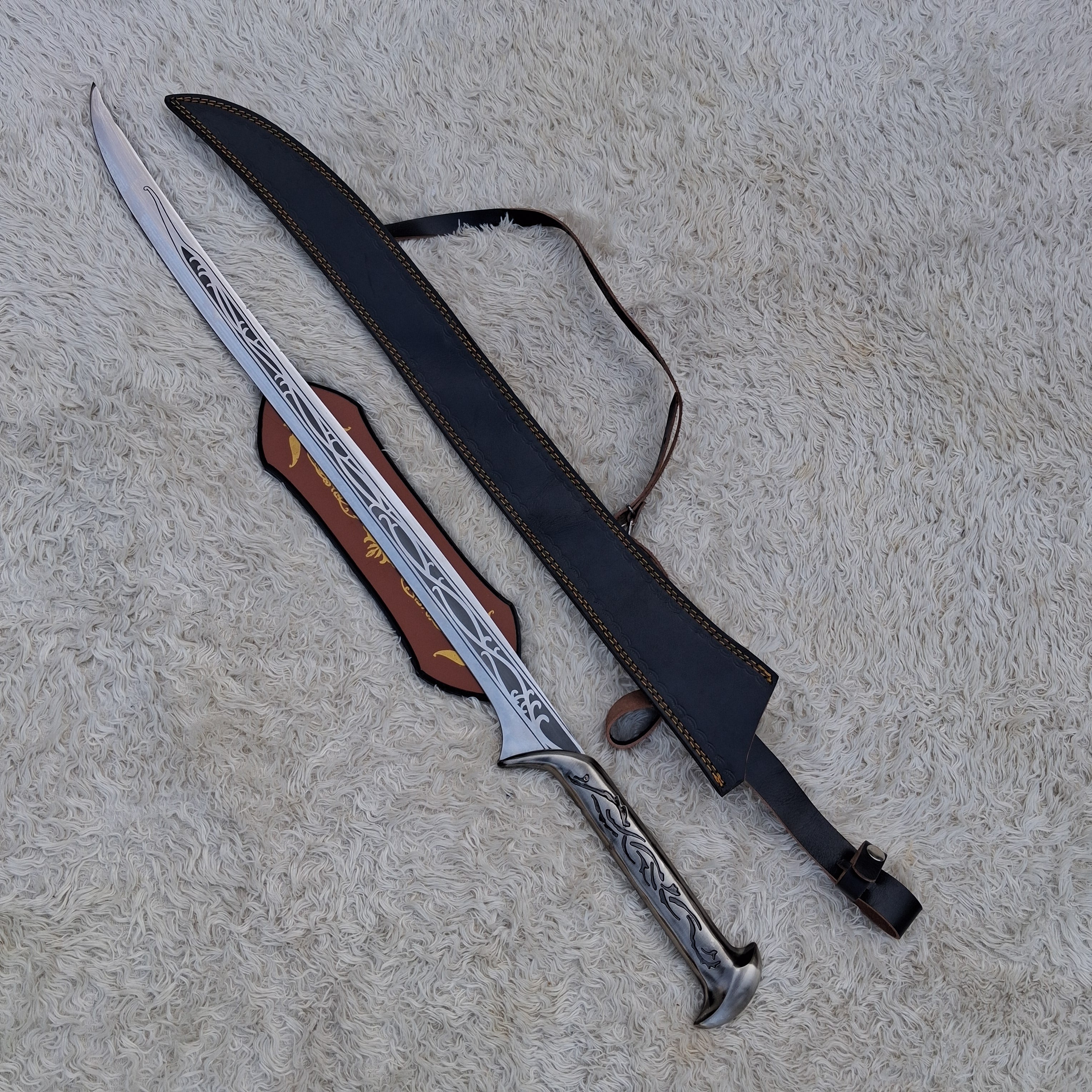 Thranduil Sword Replica – High Carbon Steel Fantasy Collectible with Display Plaque