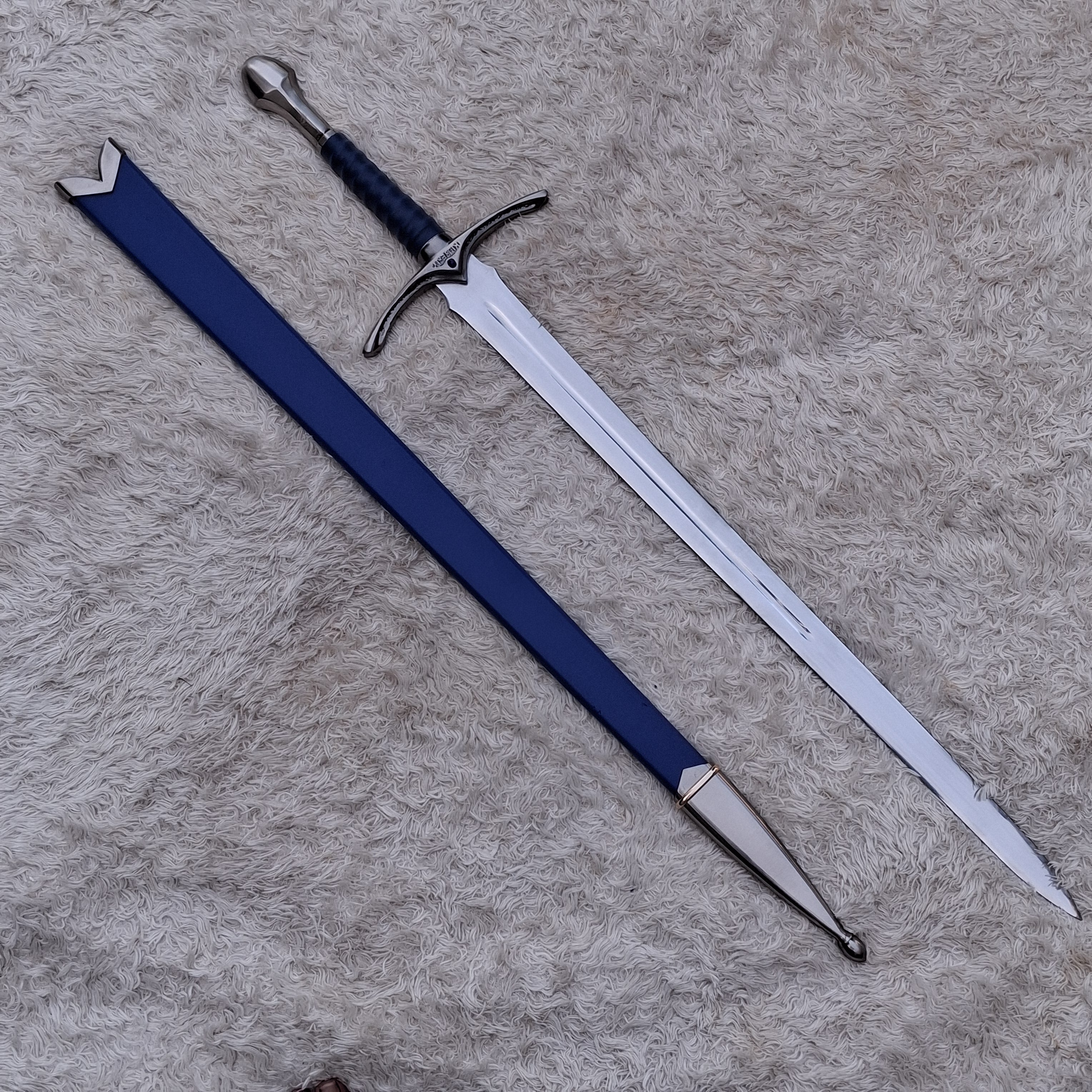 Glamdring Sword Replica – Handmade Fantasy Wizard Sword with Display Plaque